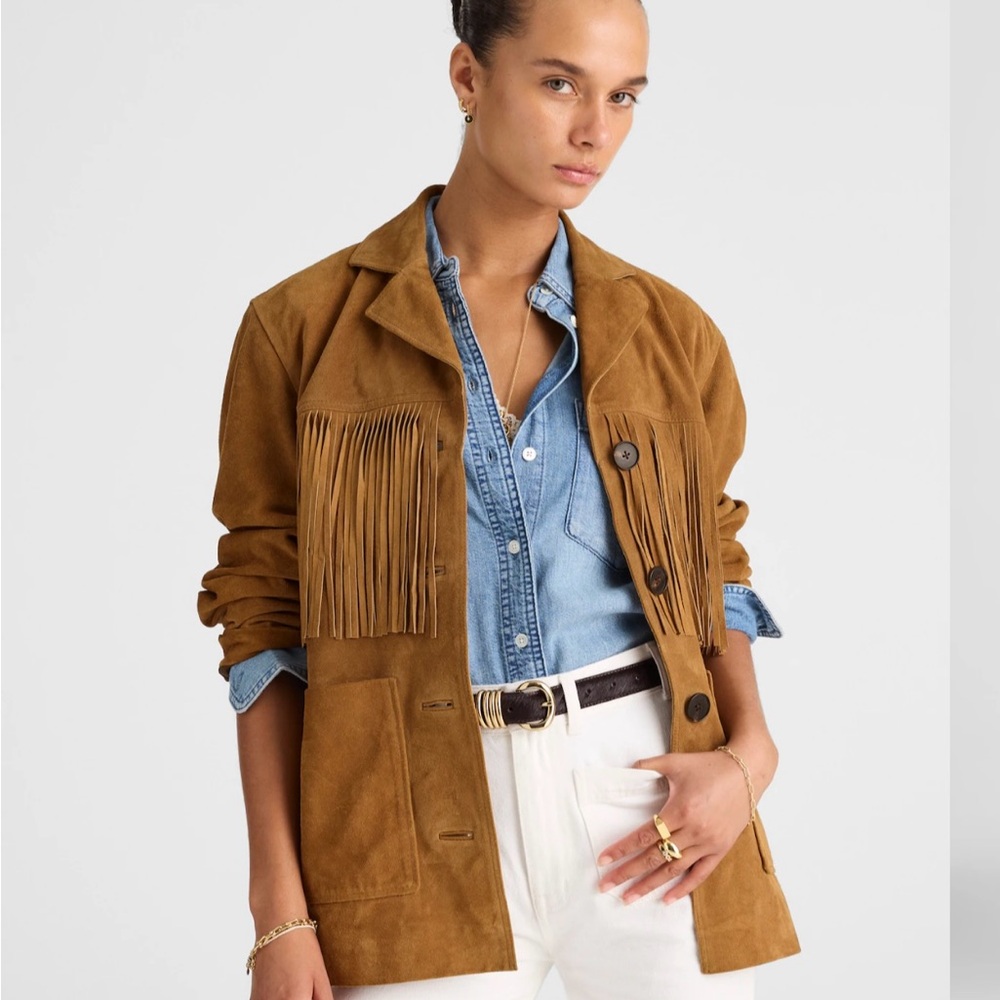 Madewell Brown Suede Fringe Jacket NWT XL